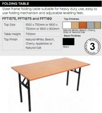 Folding Table Range And Specifications